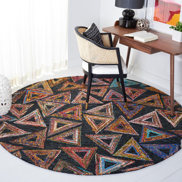 Bungalow Rose Handmade Tufted Dark Green/Black Rug Wayfair